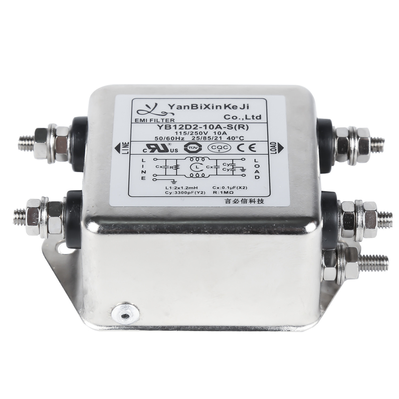YB12D2 One Stage Single Phase Filter M4 Screw Output Power Line ตัวกรองสัญญาณรบกวน