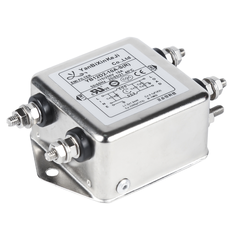 YB12D2 One Stage Single Phase Filter M4 Screw Output Power Line ตัวกรองสัญญาณรบกวน