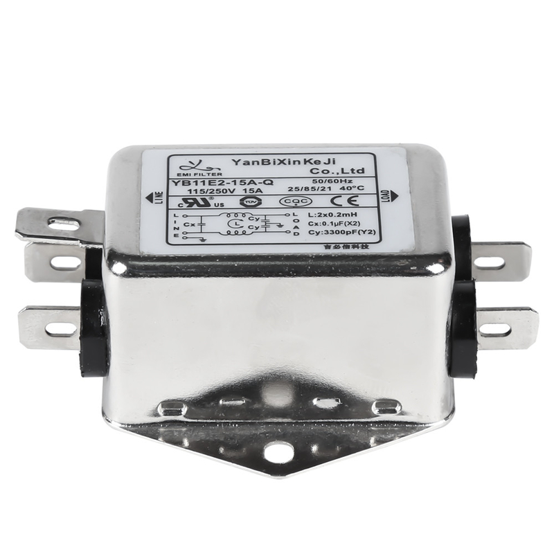 220V 15amps YB-E ตัวกรองสายไฟเฟสเดียวแบบพาสซีฟสำหรับอุปกรณ์ไฟฟ้า