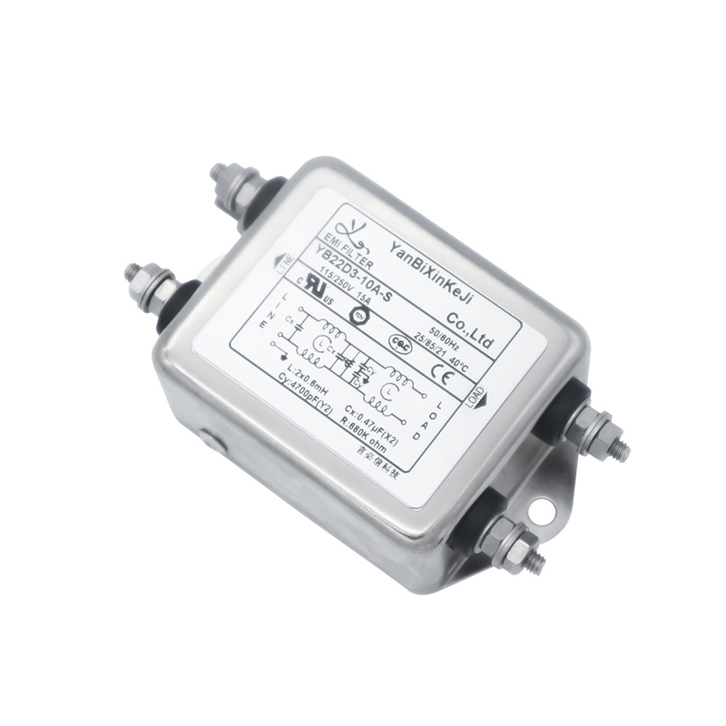 YB22D3 M4 Screw Output EMI Power Filter 10A ฟิลเตอร์ระยะเดียวสองระยะ