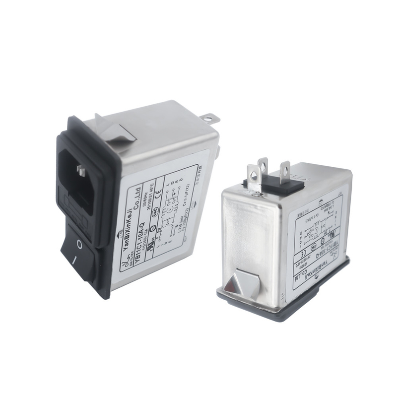 IEC 320 C14 ปลั๊กตัวผู้ตัวกรองทางเข้า AC ในตัวกรองสัญญาณรบกวน EMI พร้อมฟิวส์สวิตช์