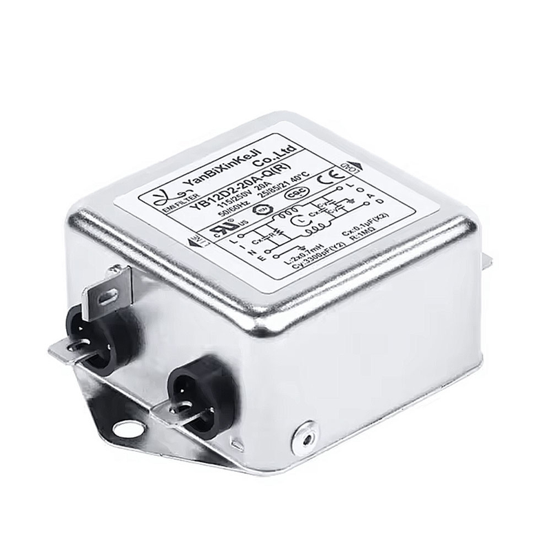 20A เฟสเดียว EMI ฟิลเตอร์ความถี่ความถี่สูง Absorption Power Filter กับความต้านทานที่เพิ่มขึ้น