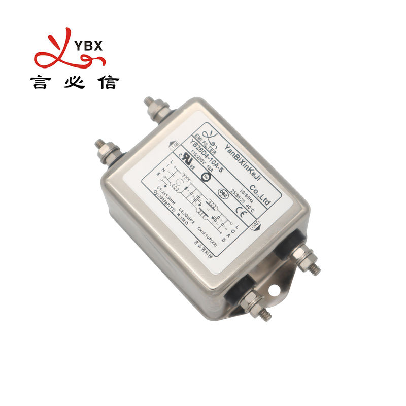 ตัวกรองพลังงาน Emi เฟสเดียว 3A 6A 10A สลักเกลียว AC ตัวกรองความถี่ต่ำ