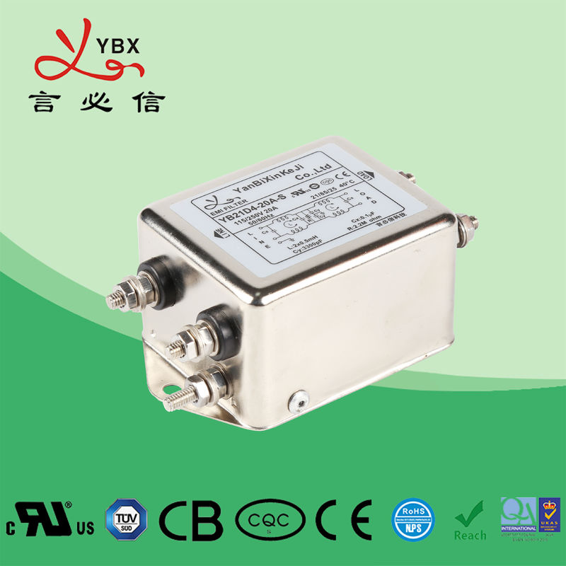 ตัวกรองสัญญาณไฟฟ้าอุตสาหกรรม EMI EMC Power ประสิทธิภาพสูง YB22D4 20A 250VAC