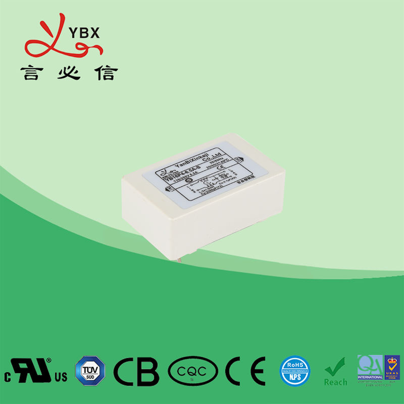 Yanbixin 6.5A ตัวเรือนพลาสติกสีขาว EMI Power Line Filter YB16P4 พร้อม PCB ขนาดเล็ก